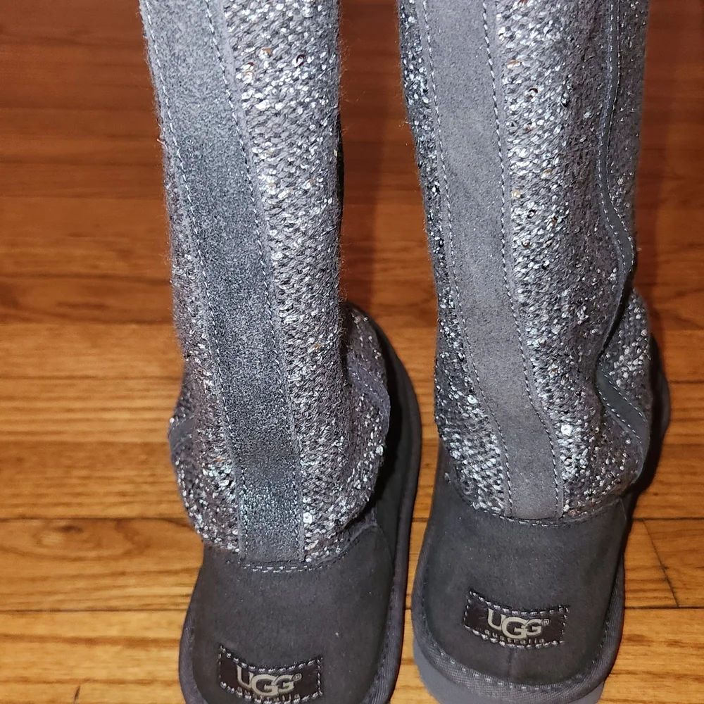 UGG Brown and Silver Sequin Boots - Picture 3 of 3